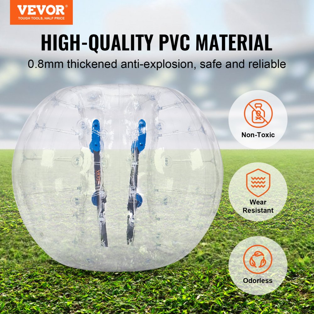 VEVOR Inflatable Bumper Ball 1-Pack, 5FT/1.5M Body Sumo Zorb Balls for Teen & Adult, 0.8mm Thick PVC Human Hamster Bubble Balls for Outdoor Team Gaming Play, Bumper Bopper Toys for Garden, Yard, Park 