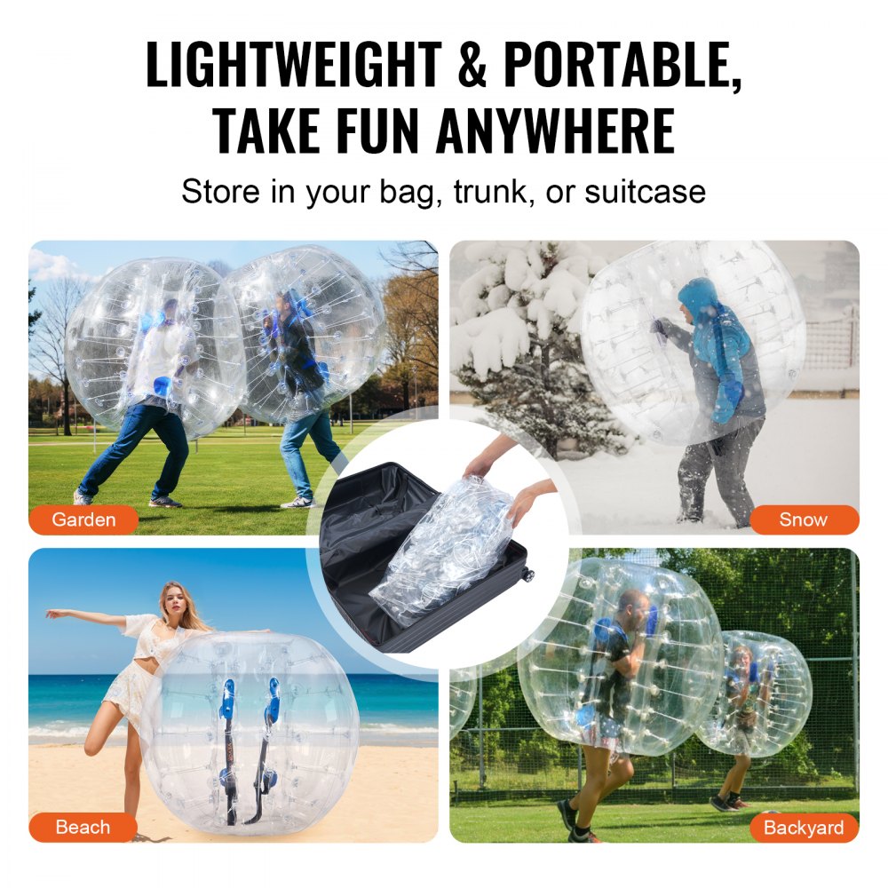 VEVOR Inflatable Bumper Ball 1-Pack, 5FT/1.5M Body Sumo Zorb Balls for Teen & Adult, 0.8mm Thick PVC Human Hamster Bubble Balls for Outdoor Team Gaming Play, Bumper Bopper Toys for Garden, Yard, Park 