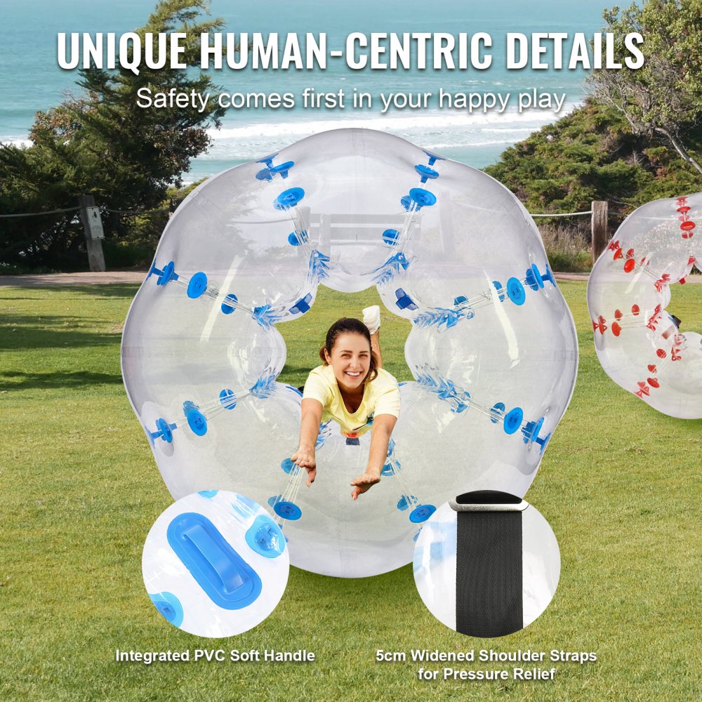 VEVOR Inflatable Bumper Balls 2-Pack, 5FT/1.5M Body Sumo Zorb Balls for Teen & Adult, 0.8mm Thick PVC Human Hamster Bubble Balls for Outdoor Team Gaming Play, Bumper Bopper Toys for Garden, Yard, Park 