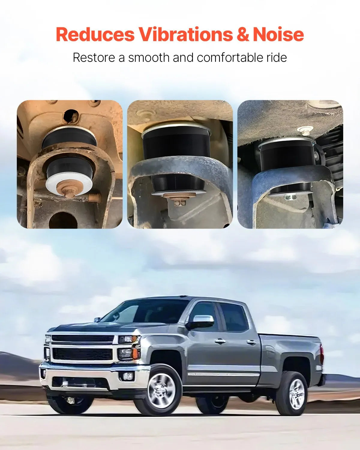 VEVOR Body Mount Bushing Kit, Compatible with 1999-2014 Chevy Silverado & Sierra 1500/2500, 24 PCS Polyurethane Body Mount Kit, Durable Components for Improving Bumpy Driving Performance, Black 