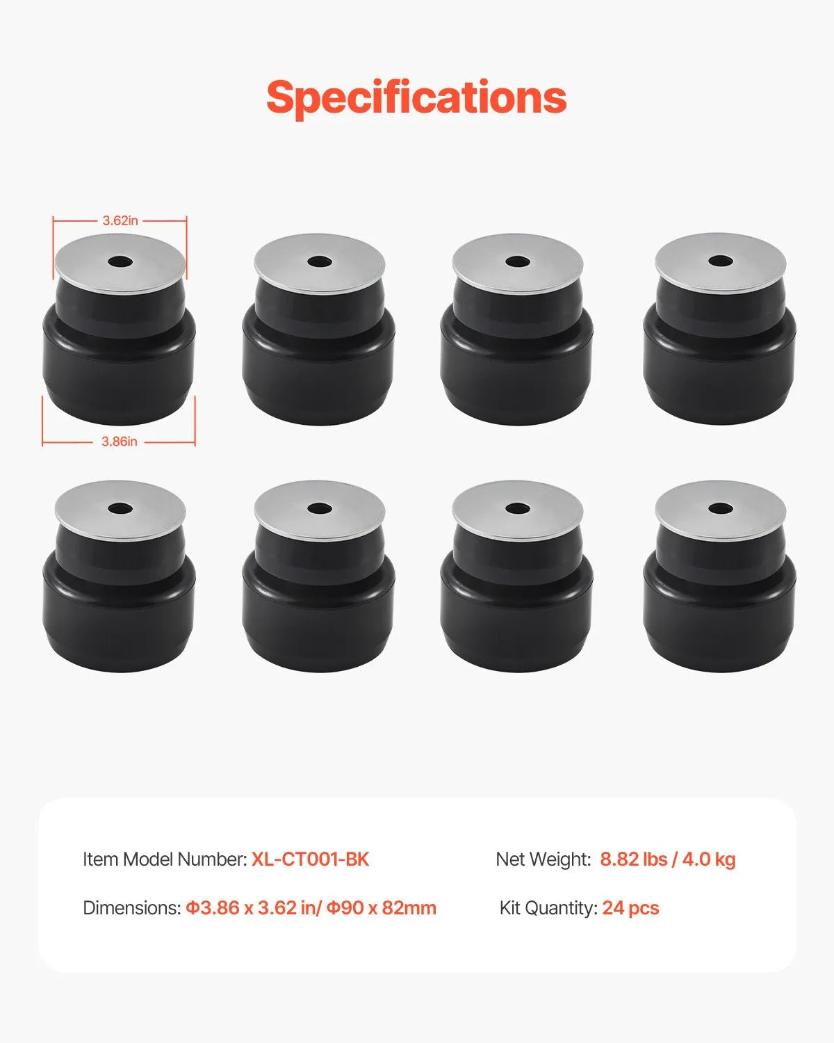 VEVOR Body Mount Bushing Kit, Compatible with 1999-2014 Chevy Silverado & Sierra 1500/2500, 24 PCS Polyurethane Body Mount Kit, Durable Components for Improving Bumpy Driving Performance, Black 