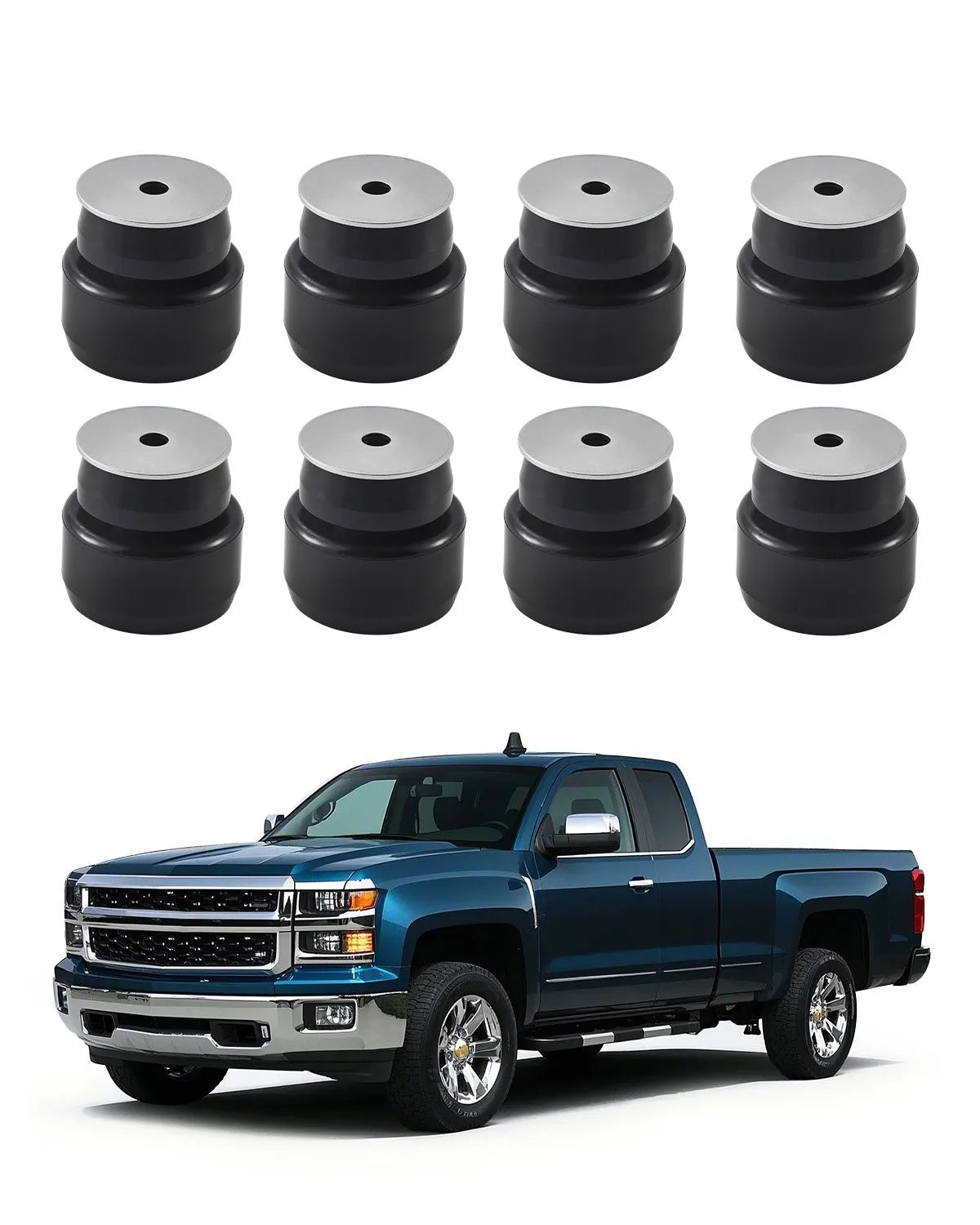 VEVOR Body Mount Bushing Kit, Compatible with 1999-2014 Chevy Silverado & Sierra 1500/2500, 24 PCS Polyurethane Body Mount Kit, Durable Components for Improving Bumpy Driving Performance, Black 
