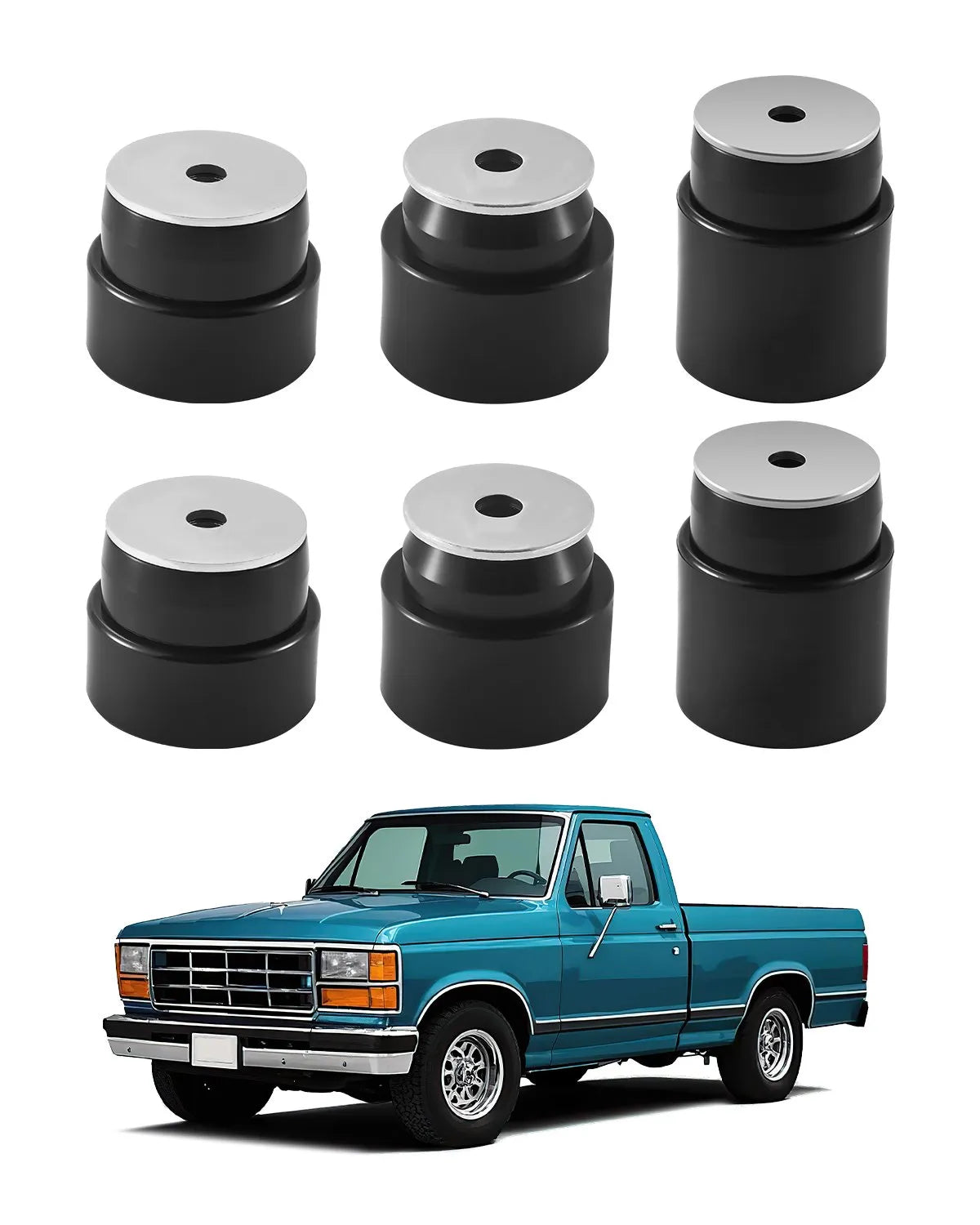 VEVOR Body Mount Bushing Kit, Compatible with 1980-1998 Ford F150 F250 F350, 62 PCS Polyurethane Body Mount Kit, Quick Replacement, Durable Components for Improving Bumpy Driving Performance, Black 