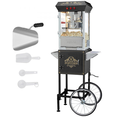 VEVOR Popcorn Popper Machine with Cart  Popcorn Maker 850W 8 Oz 48 Cups Black 