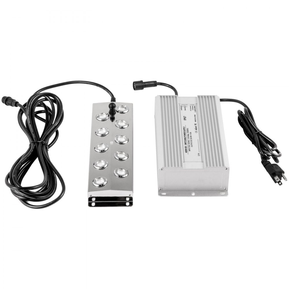VEVOR Mist Maker 10 Head Ultrasonic Mist Fogger with Waterproof Power Supply Ultrasonic Fogger Humidifier Stainless Steel Pond Mister Fogger 5kg/h Ultrasonic Mist Humidifier for Gardening and Pond 