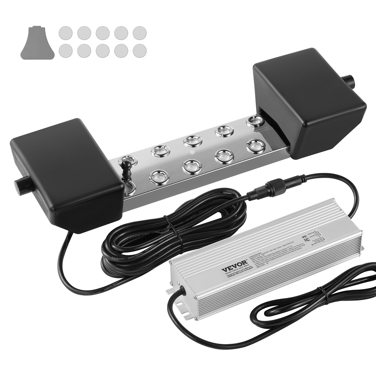 VEVOR 10 Head Ultrasonic Mist Maker 7000mL/H Ultrasonic Fogger IP67 Waterproof 