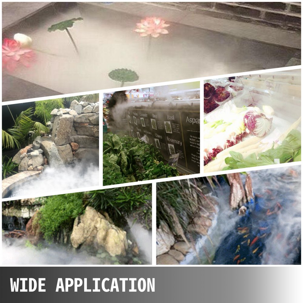 VEVOR Mist Maker 12 Head Ultrasonic Mist Fogger with Waterproof Power Supply Ultrasonic Fogger Humidifier Stainless Steel Pond Mister Fogger 7kg/h 