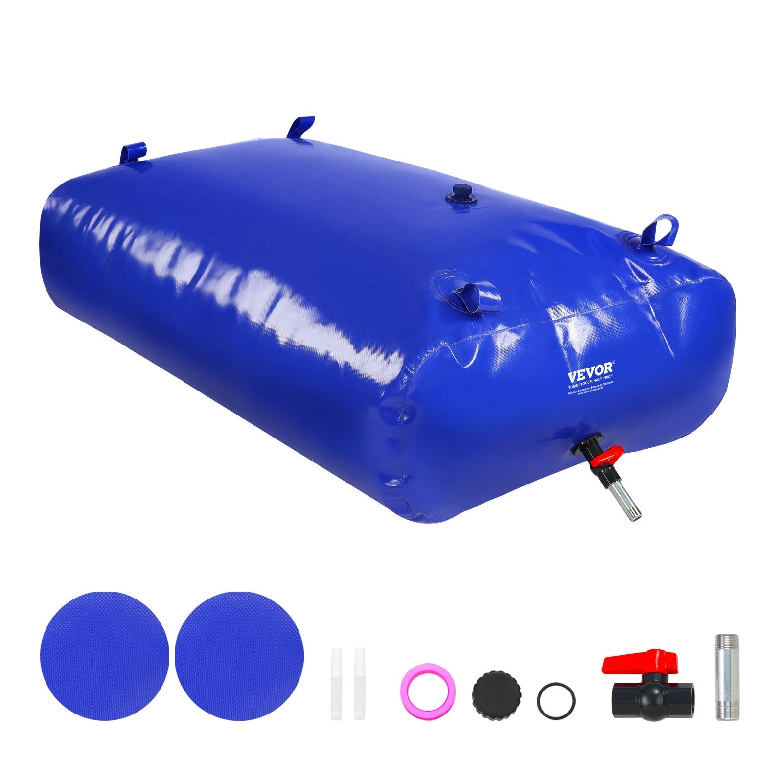 VEVOR 540L/142.7 Gallon Water Storage Bladder, RV Water Tank, 1000D Blue PVC Collapsible Water Storage Containers, Large Capacity Soft Water Bag, Portable Water Bladder, Fire Prevention, Camping, Emer 