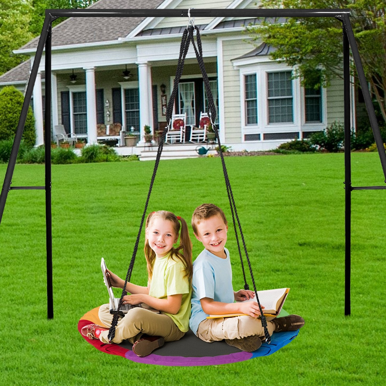 VEVOR Tree Swing 40In Saucer Swing 750lbs Weight Capacity 900D Oxford Multicolor 
