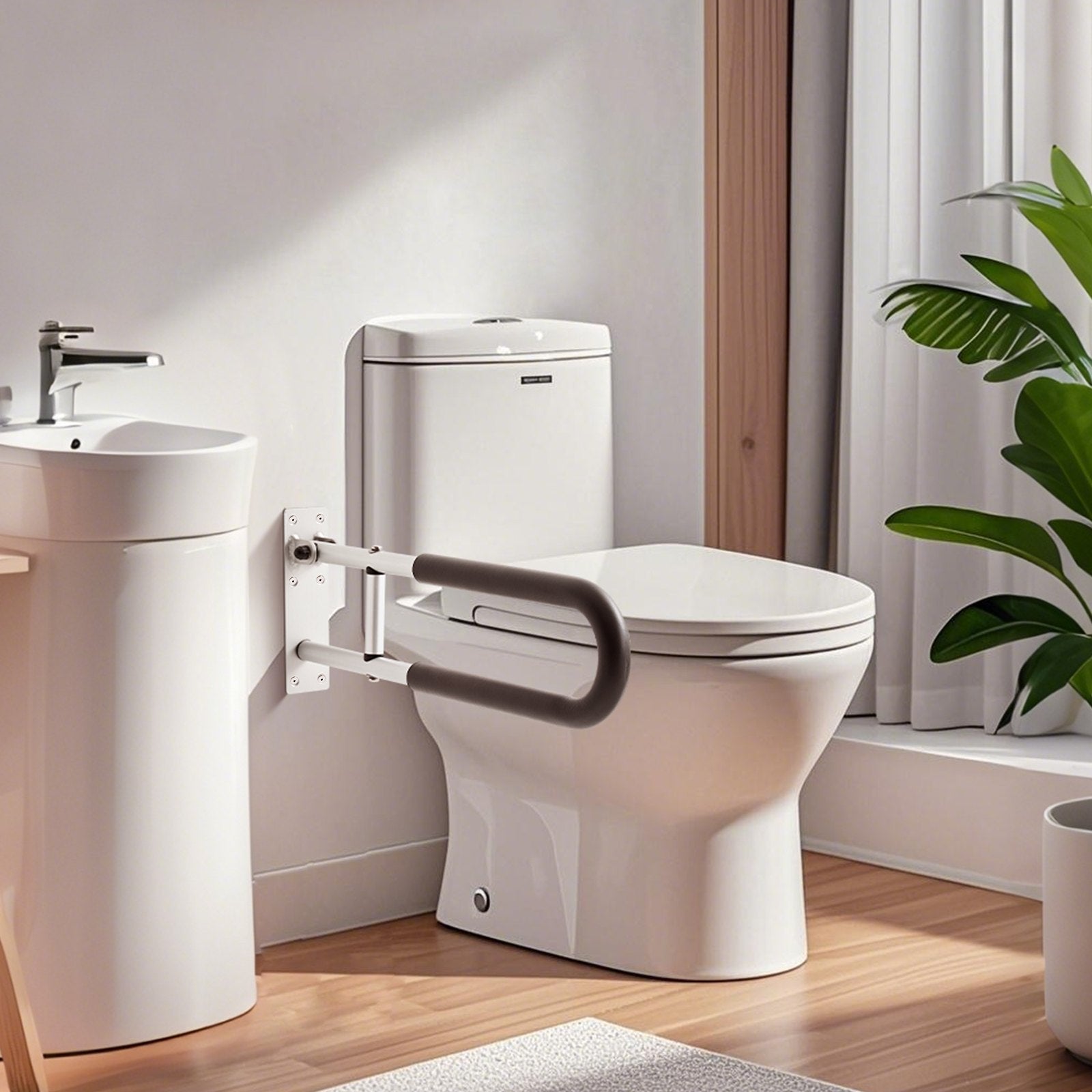 VEVOR Folding Toilet Safety Rail 23.8 In 300 Lbs Load Capacity Handicap Grab Bar 
