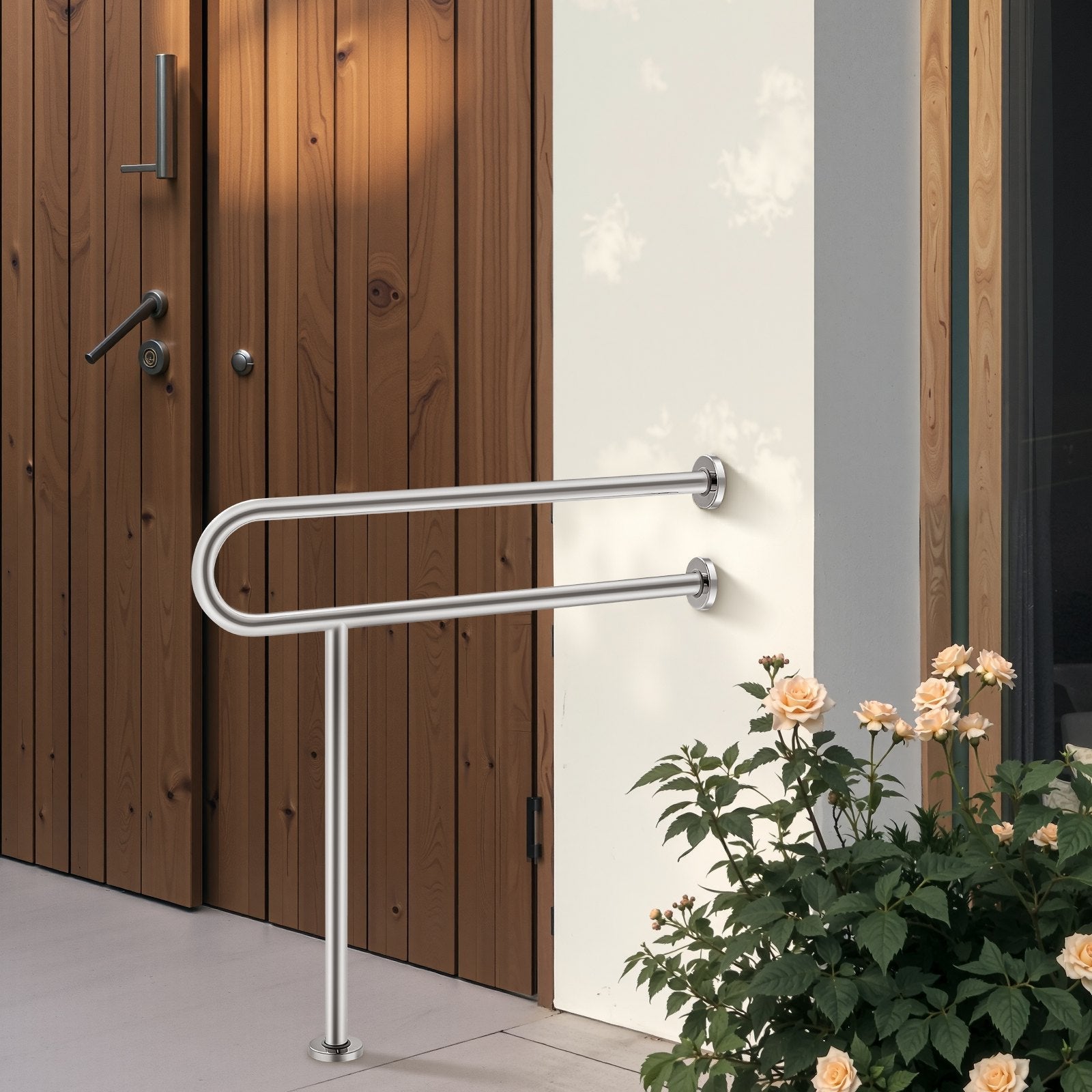 VEVOR Toilet Safety Rail with Leg 31.5In 300lb Capacity Stainless Steel Grab Bar 