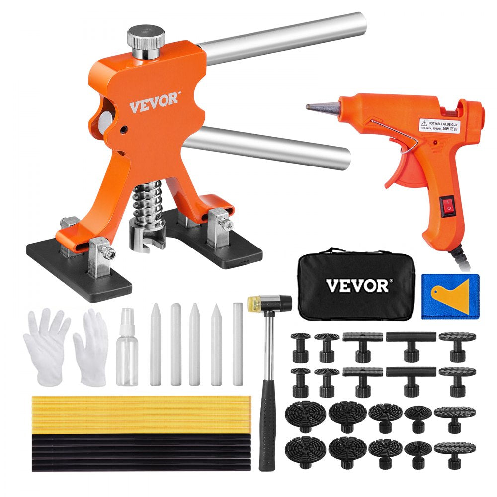 VEVOR 46 PCS Dent Removal Kit, Paintless Dent Repair Kit with Golden Dent Lifter, Hot Glue Gun and Glue Sticks, Car Dent Puller Kit for Auto Dent Removal, Small Hail Damage, Door Ding 
