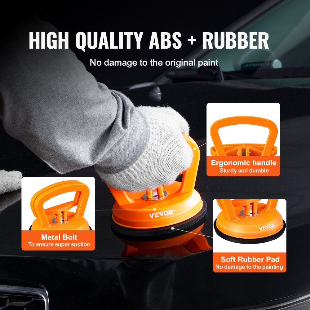 VEVOR Dent Removal Kit, 3 Packs Suction Cups, Dent Puller Handle Lifter with Gloves and Cloth, Paintless Car Dent Puller Remover for Car Dent Repair, Glass, Tiles, Mirror Lifting and Moving 