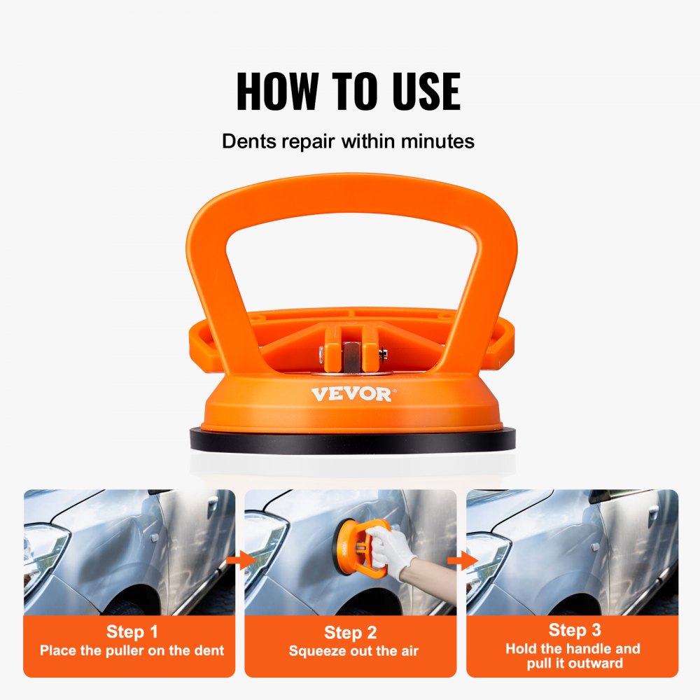 VEVOR Dent Removal Kit, 3 Packs Suction Cups, Dent Puller Handle Lifter with Gloves and Cloth, Paintless Car Dent Puller Remover for Car Dent Repair, Glass, Tiles, Mirror Lifting and Moving 