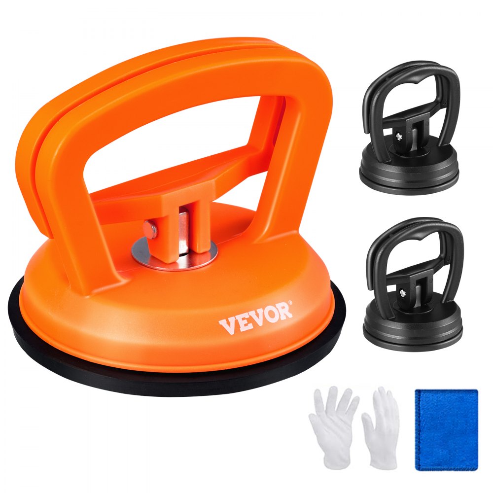 VEVOR Dent Removal Kit, 3 Packs Suction Cups, Dent Puller Handle Lifter with Gloves and Cloth, Paintless Car Dent Puller Remover for Car Dent Repair, Glass, Tiles, Mirror Lifting and Moving 
