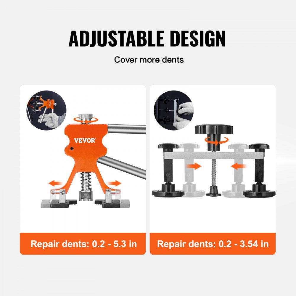 VEVOR 107 PCS Dent Removal Kit, Paintless Dent Repair Kit with Golden Lifter, Bridge Puller, Slide Hammer T-bar Dent Puller, Suction Cup Dent Puller for Auto Body Dents, Hail Damage, Door Ding 