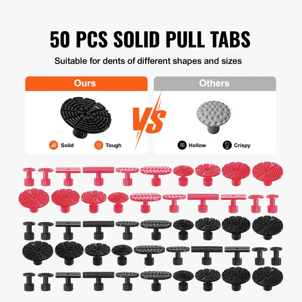 VEVOR 107 PCS Dent Removal Kit, Paintless Dent Repair Kit with Golden Lifter, Bridge Puller, Slide Hammer T-bar Dent Puller, Suction Cup Dent Puller for Auto Body Dents, Hail Damage, Door Ding 