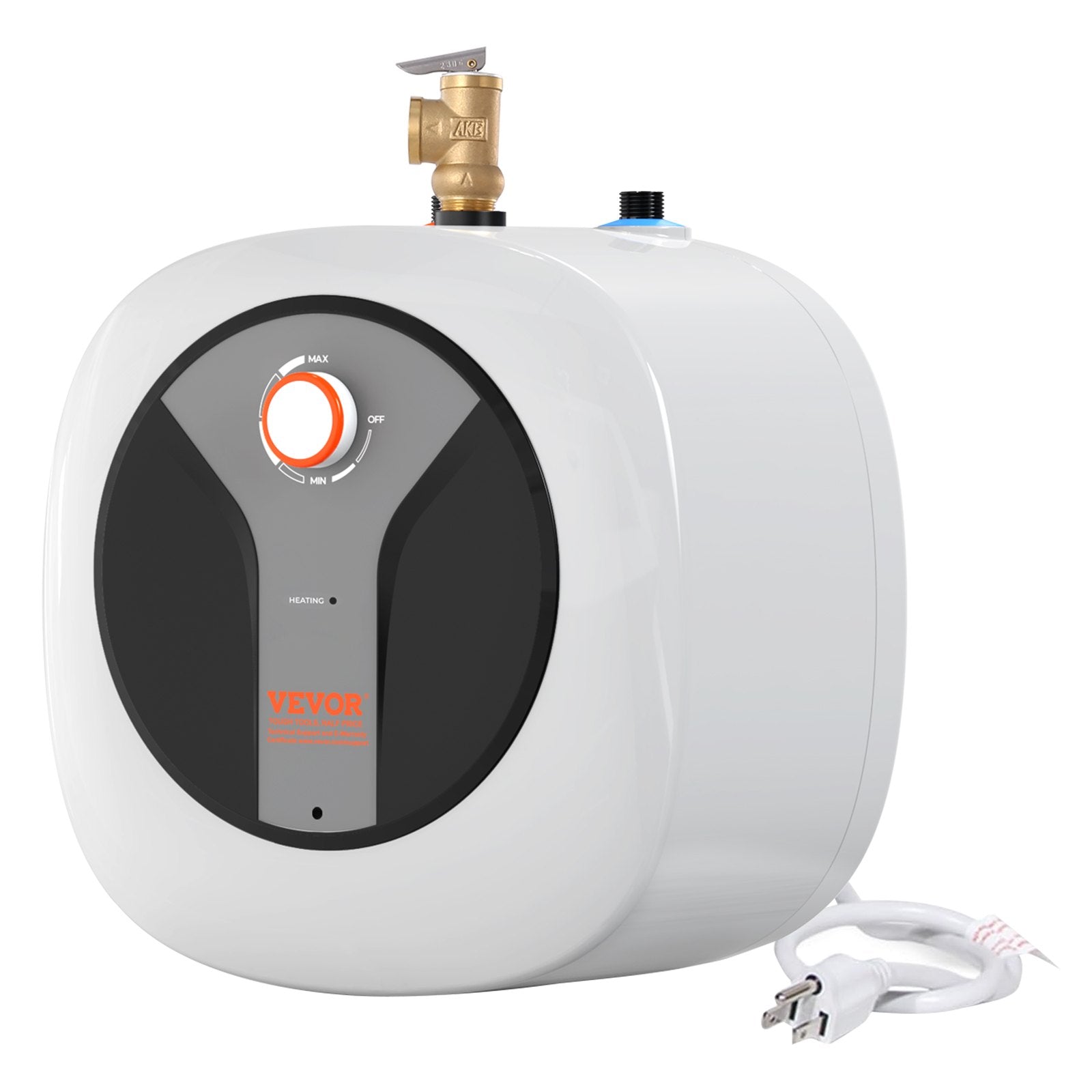 VEVOR Electric Mini-Tank Water Heater 8-Gallon Tank, 1440W Hot Water Boiler Storage, Safety Temperature Pressure Valve Easy Install, for Kichen Bathroom Restaurant, Shelf Wall Floor Mounted 