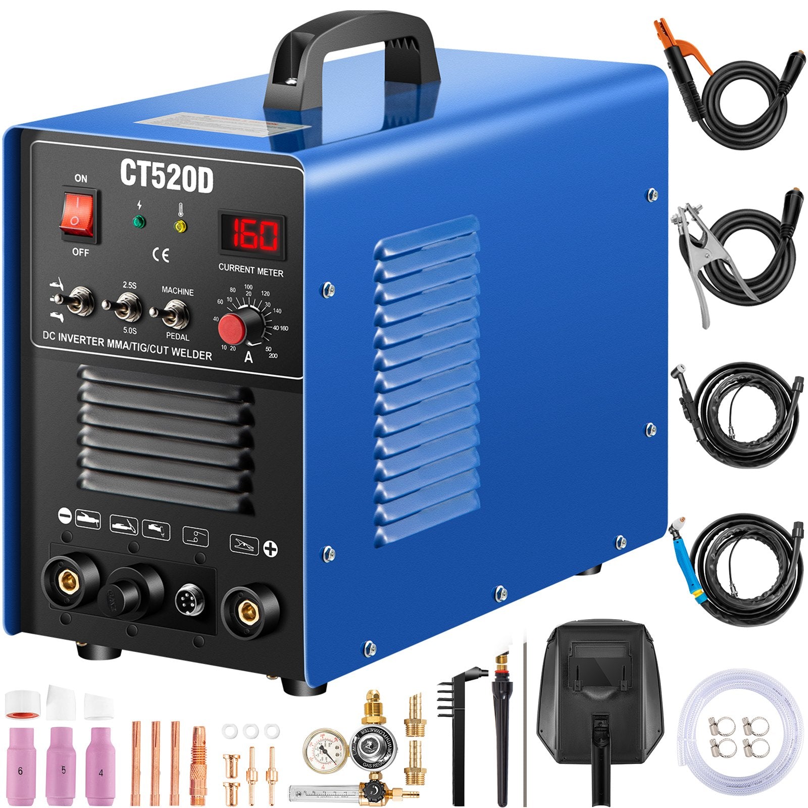 VEVOR TIG/MMA Plasma Cutter CT520D 3 in 1 Combo Welding Machine Tig Welder 200A Arc Welder 200A Plasma Cutter 50A Plasma Cutting Machine Dual Voltage 110 220V 