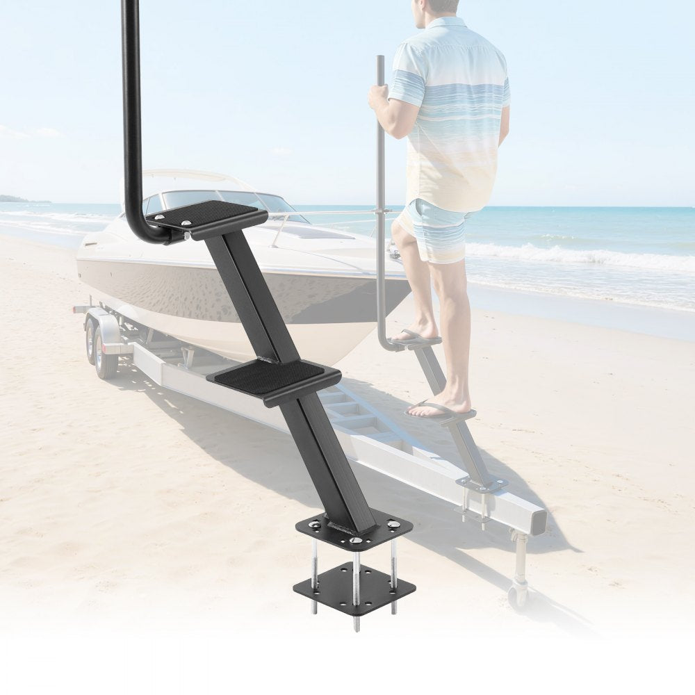 VEVOR 2-Step Heavy-Duty Boat Trailer Steps with Handrail and Non-Slip Surface