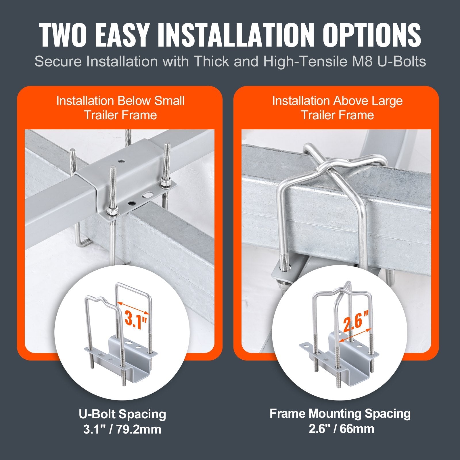 VEVOR Boat Trailer Guide, 46” with LED Light Trailer Guide Poles, 2PCS Rustproof Galvanized Steel Trailer Guide ons, Trailer Guides with PVC Pipes, for Ski Boat, Fishing Boat or Sailboat Trailer 