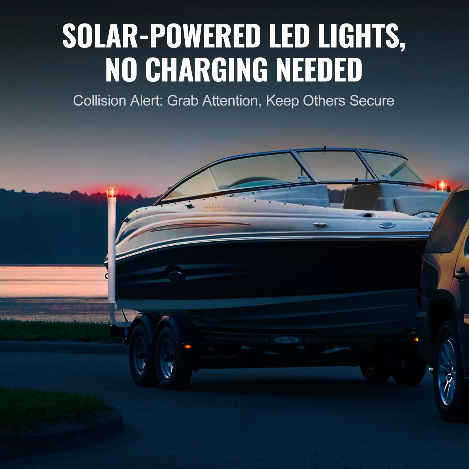 VEVOR Boat Trailer Guide, 46” with LED Light Trailer Guide Poles, 2PCS Rustproof Galvanized Steel Trailer Guide ons, Trailer Guides with PVC Pipes, for Ski Boat, Fishing Boat or Sailboat Trailer 