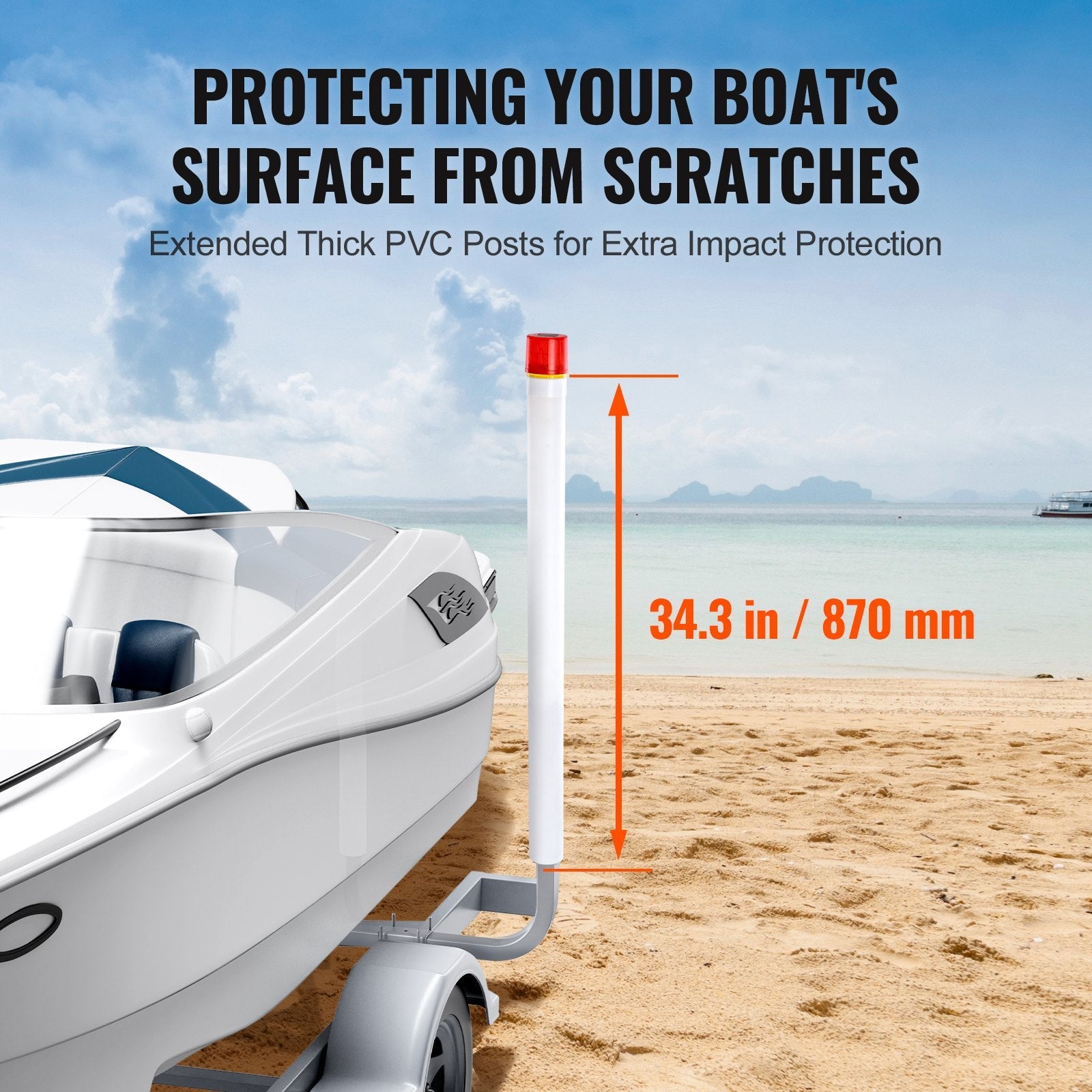 VEVOR Boat Trailer Guide, 46” with LED Light Trailer Guide Poles, 2PCS Rustproof Galvanized Steel Trailer Guide ons, Trailer Guides with PVC Pipes, for Ski Boat, Fishing Boat or Sailboat Trailer 