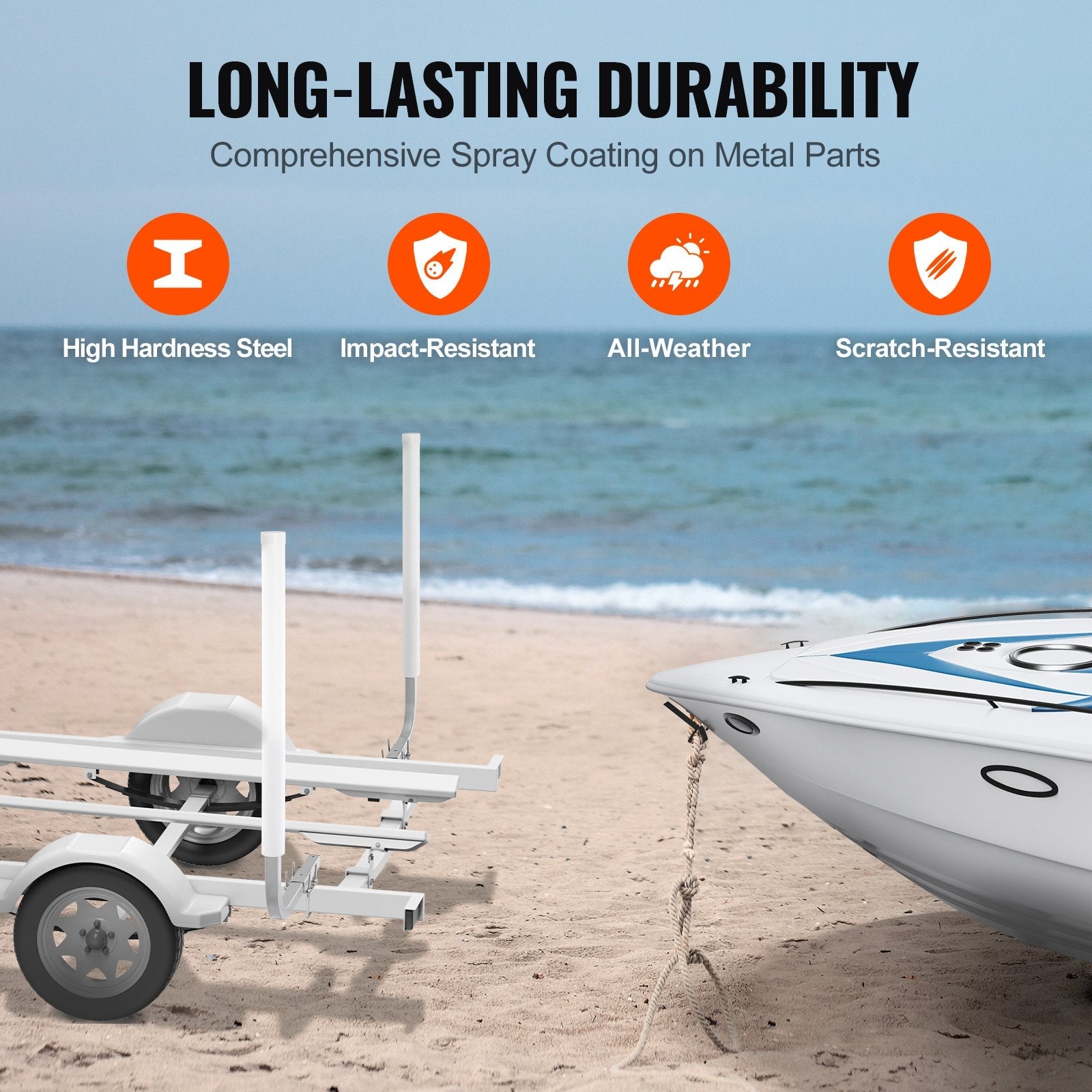 VEVOR Boat Trailer Guide, 48” Adjustable Design Trailer Guide Poles, 2PCS Rustproof Galvanized Steel Trailer Guide ons, Trailer Guides with PVC Pipes, for Ski Boat, Fishing Boat or Sailboat Trailer 