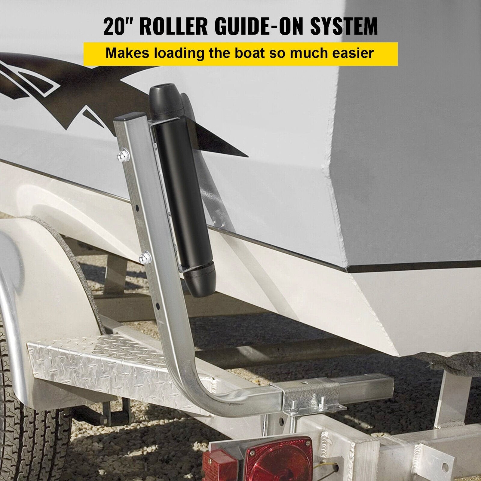 VEVOR Boat Trailer Guide-ons 15.6", 2PCS Trailer Guides with Rubber Rollers, Galvanized Steel Trailer Guide ons, w/ Complete Mounting Accessories, for Ski Boat, Fishing Boat or Sailboat Trailer 