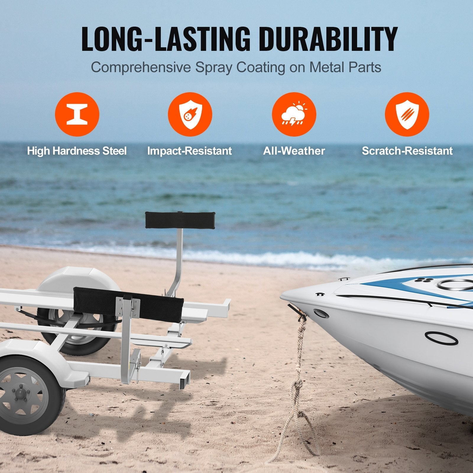VEVOR Boat Trailer Guide, 27.6” Adjustable Design Short Bunk Guide-Ons, 2PCS Rustproof Galvanized Steel Trailer Guide Poles, Heavy Duty Roller Guide Design, for Ski Boat, Fishing Boat or Sailboat Trai 