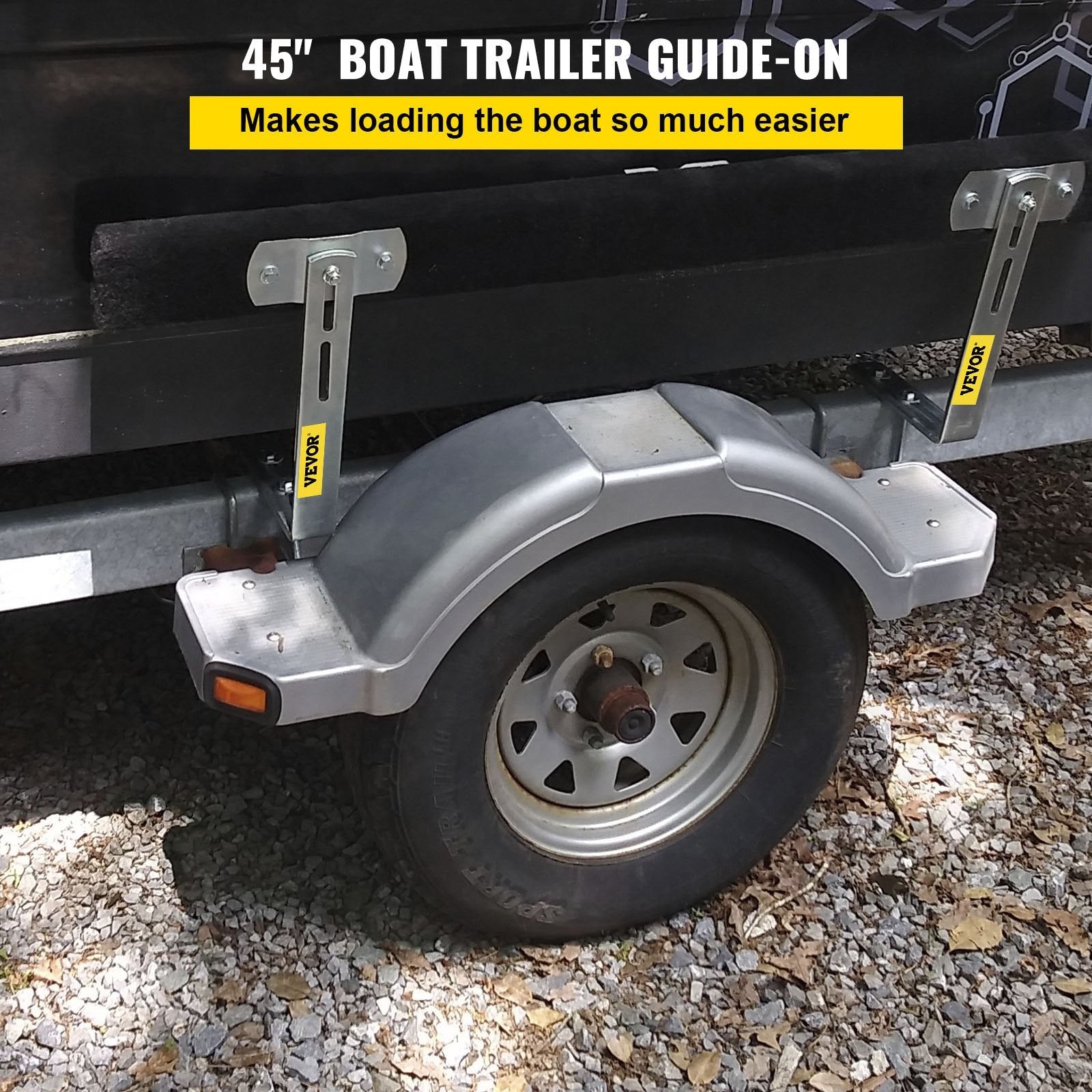 VEVOR Boat Trailer Guide-ons, 48\", 2PCS Rustproof Steel Trailer Guide ons, Trailer Guides with Carpet-Padded Boards, Mounting Parts Included, for Ski Boat, Fishing Boat or Sailboat Trailer 
