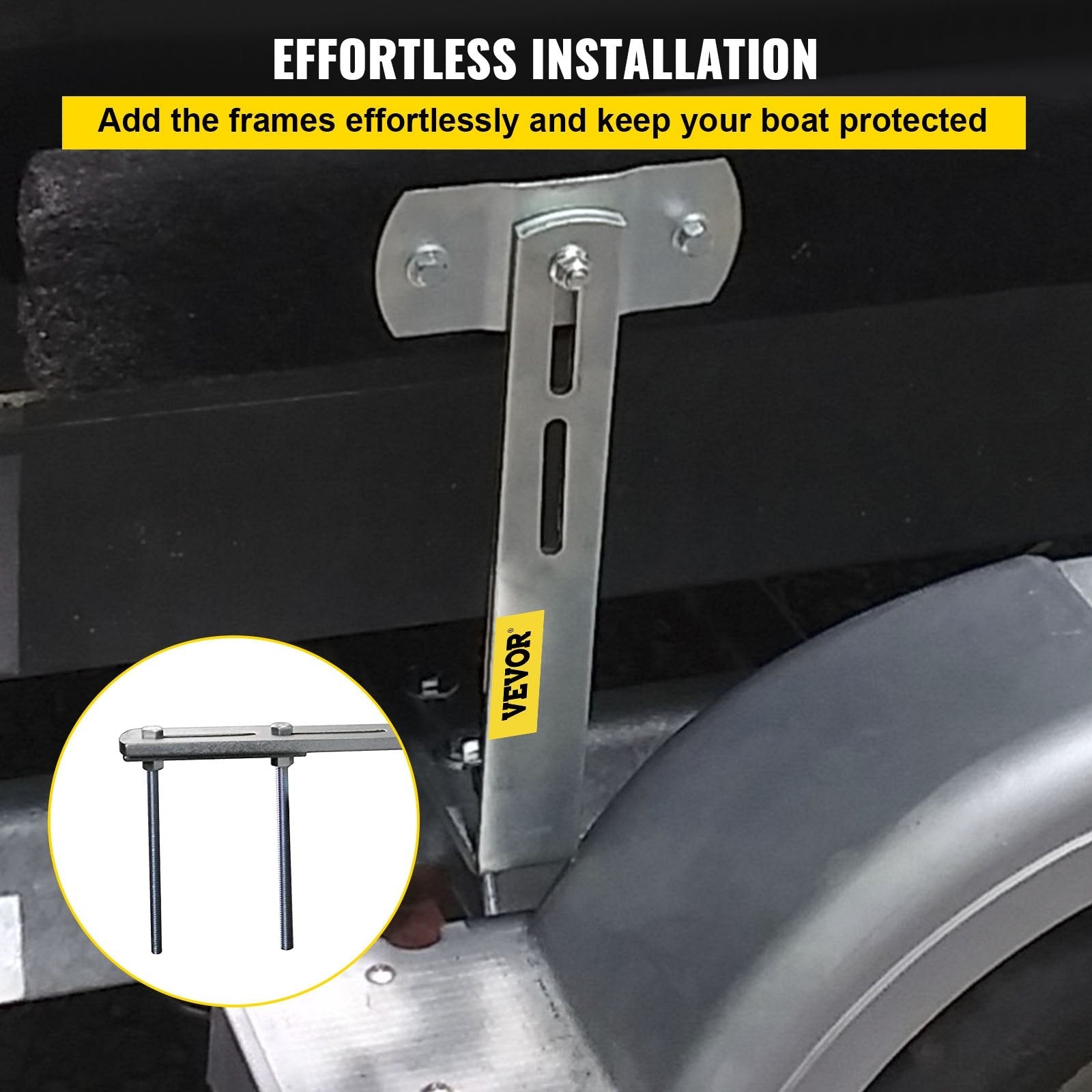 VEVOR Boat Trailer Guide-ons, 48\", 2PCS Rustproof Steel Trailer Guide ons, Trailer Guides with Carpet-Padded Boards, Mounting Parts Included, for Ski Boat, Fishing Boat or Sailboat Trailer 