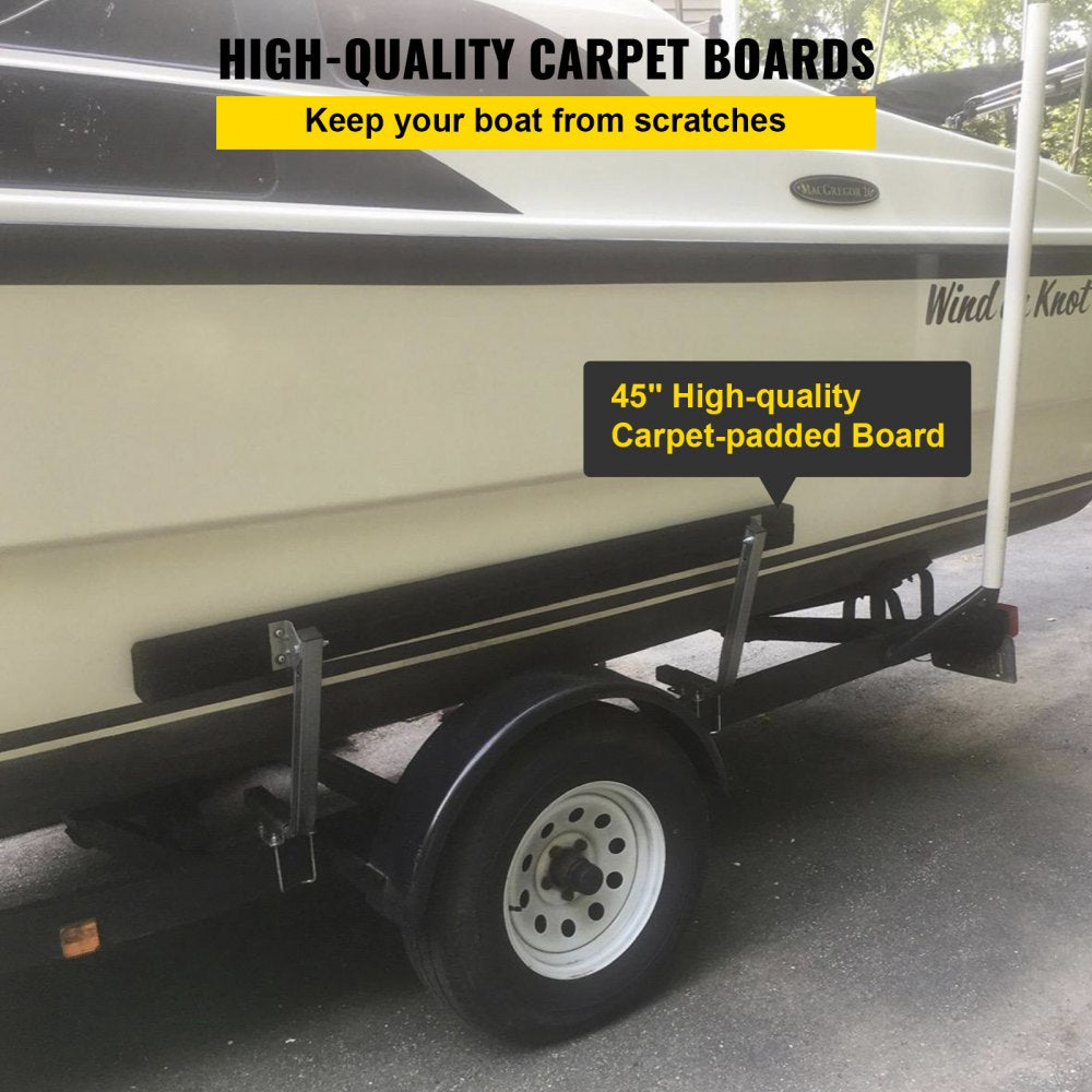 VEVOR Boat Trailer Guide-ons, 47", 2PCS Rustproof Galvanized Steel Trailer Guide ons, Trailer Guides with Carpet-padded Boards, Mounting Parts Included, for Ski Boat, Fishing Boat or Sailboat Trailer 