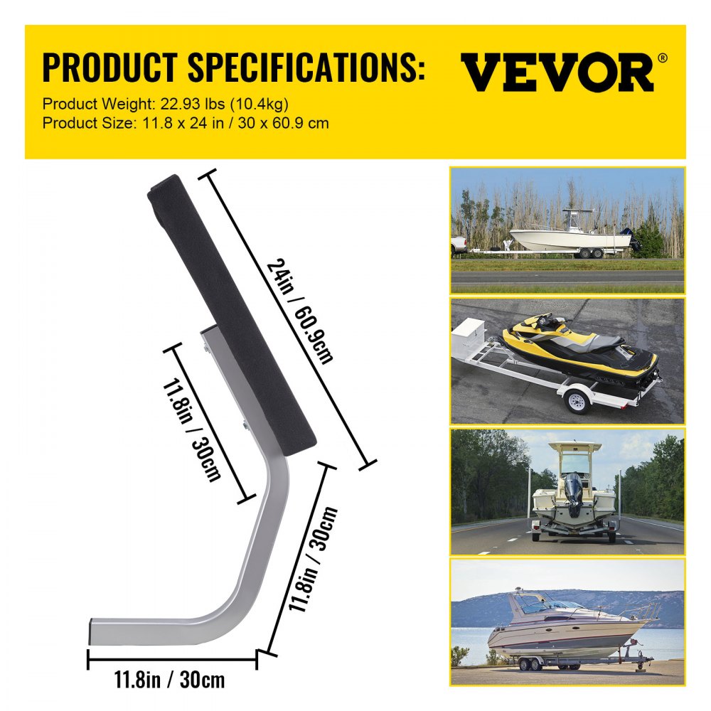 VEVOR Boat Trailer Guide-on 24" C-shaped Trailer Guide on w/Carpet-padded Boards 
