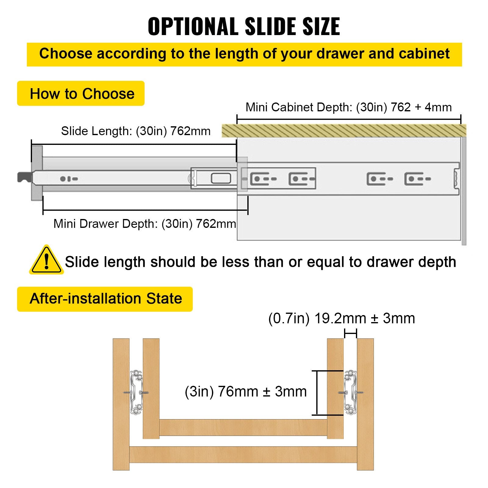 VEVOR Heavy Duty Drawer Slides 2PCS Drawer Slides 30" Locking Drawer Slides 250LBS Capacity Heavy Duty Slides Three Section Full Extension Drawer Slide Cold-rolled Steel Industrial Drawer Slides 