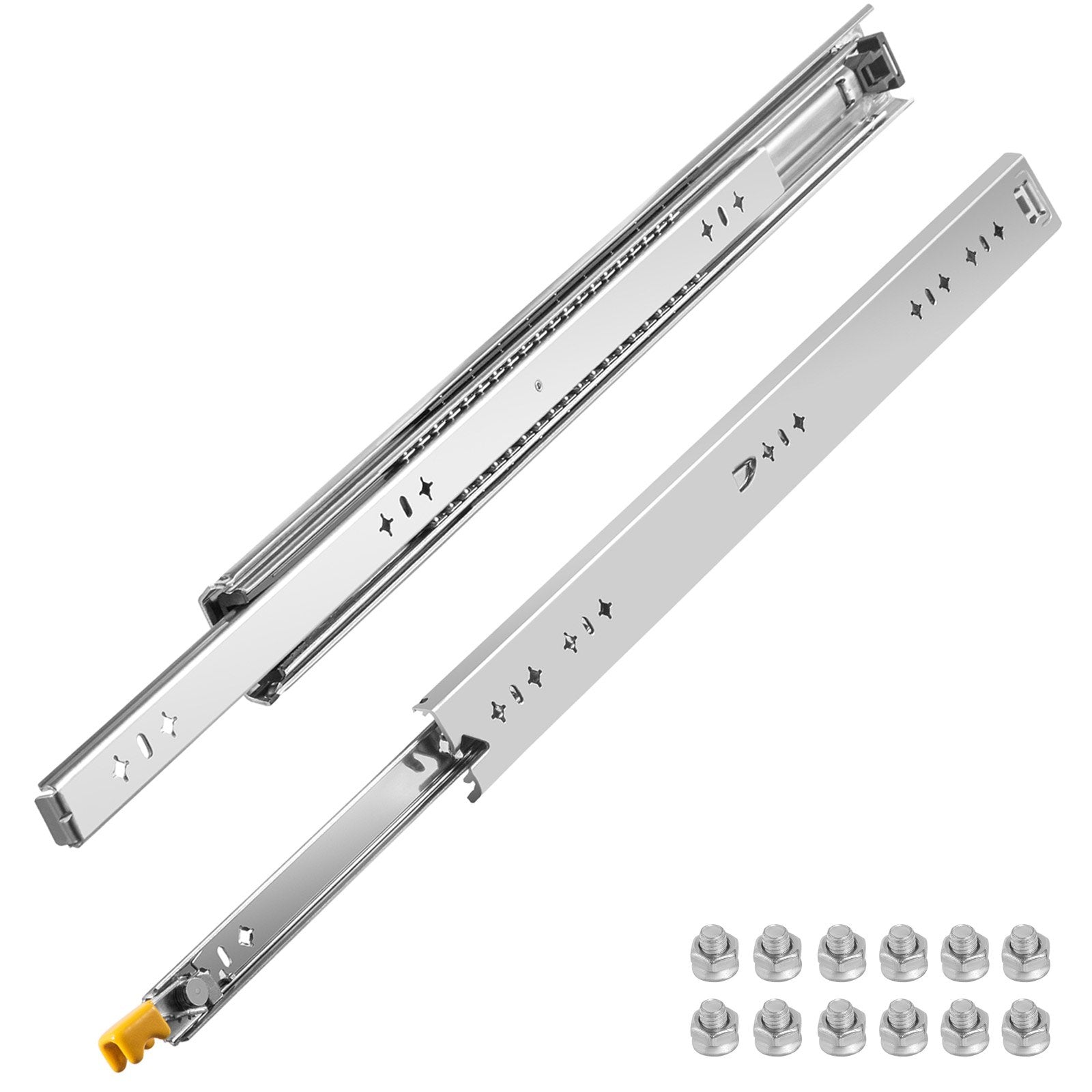 VEVOR Heavy Duty Drawer Slides 2PCS Drawer Slides 30" Locking Drawer Slides 250LBS Capacity Heavy Duty Slides Three Section Full Extension Drawer Slide Cold-rolled Steel Industrial Drawer Slides 