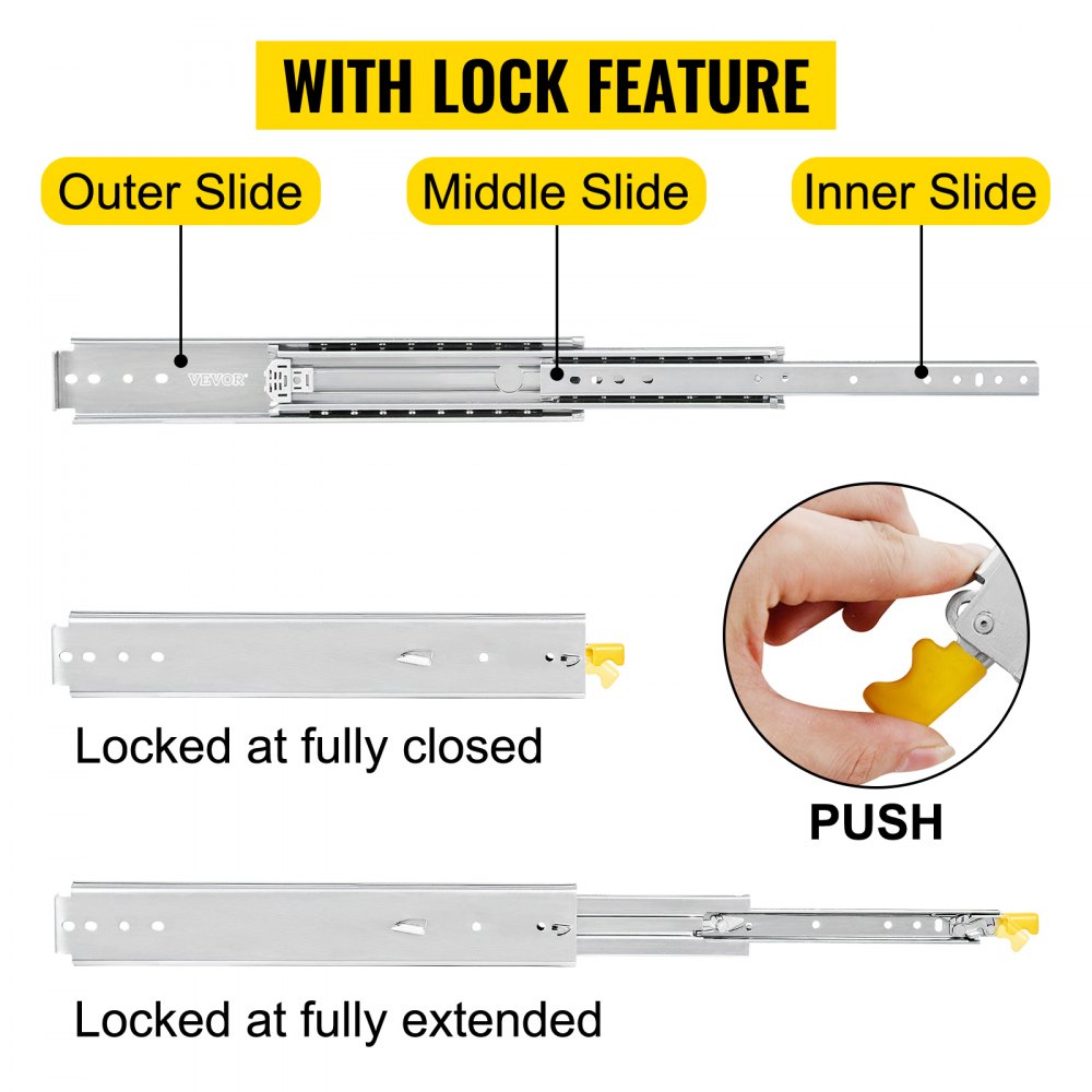 Heavy Duty Drawer Slides 500lbs Ball Bearing Drawer Slides 36inch Long With Lock 