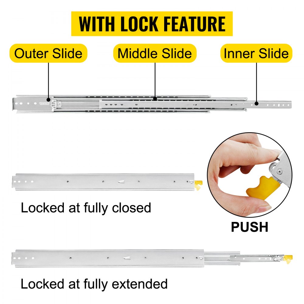 Heavy Duty Drawer Slides 500lbs Ball Bearing Drawer Slides 48inch Long with Lock 