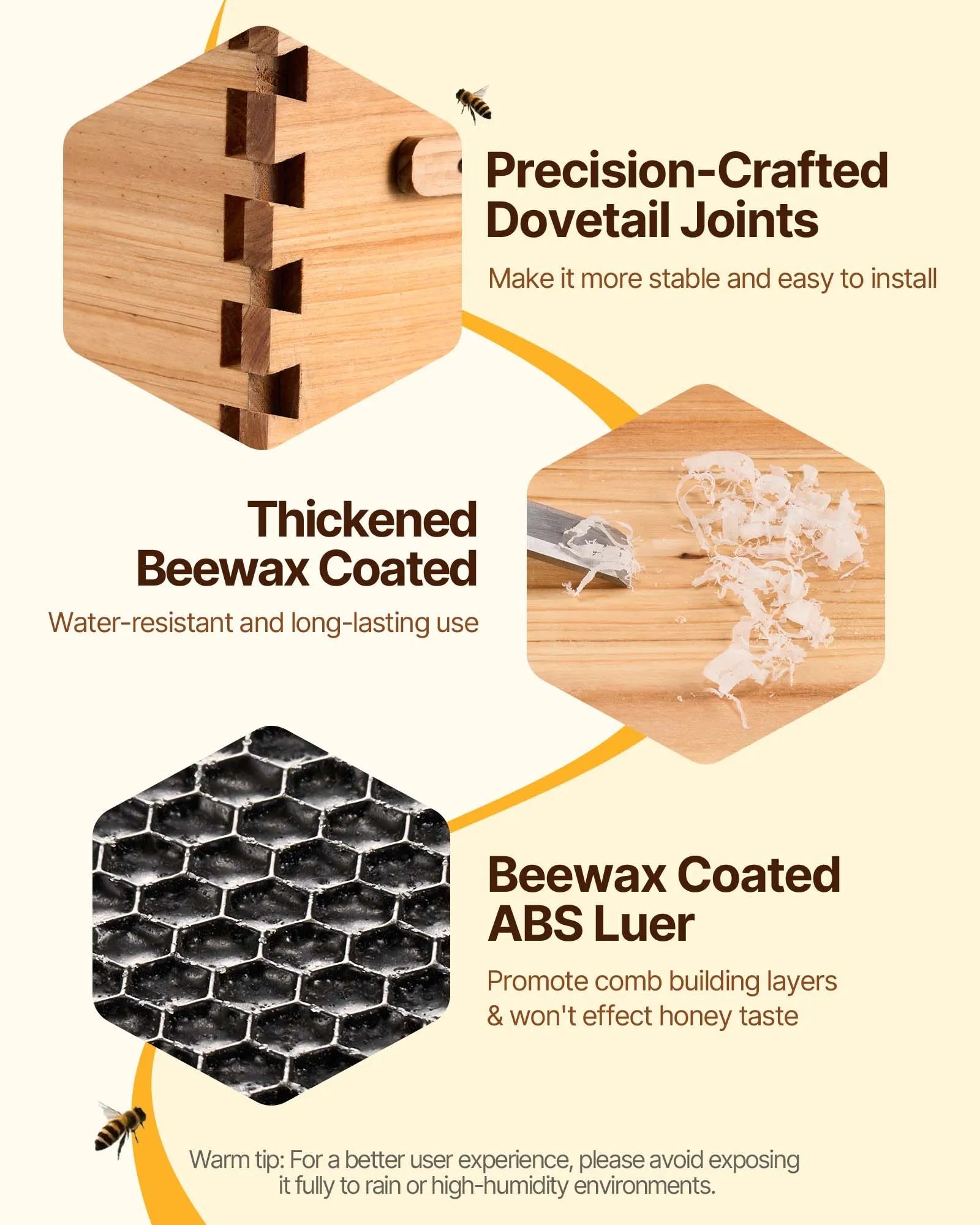 VEVOR Bee Hive Medium Box Starter Kit, 100% Beeswax Coated Natural Cedar Wood, Langstroth Beehive Kit with 10 Frames and Foundations, Transparent Acrylic Bee Windows for Beginners and Pro Beekeepers