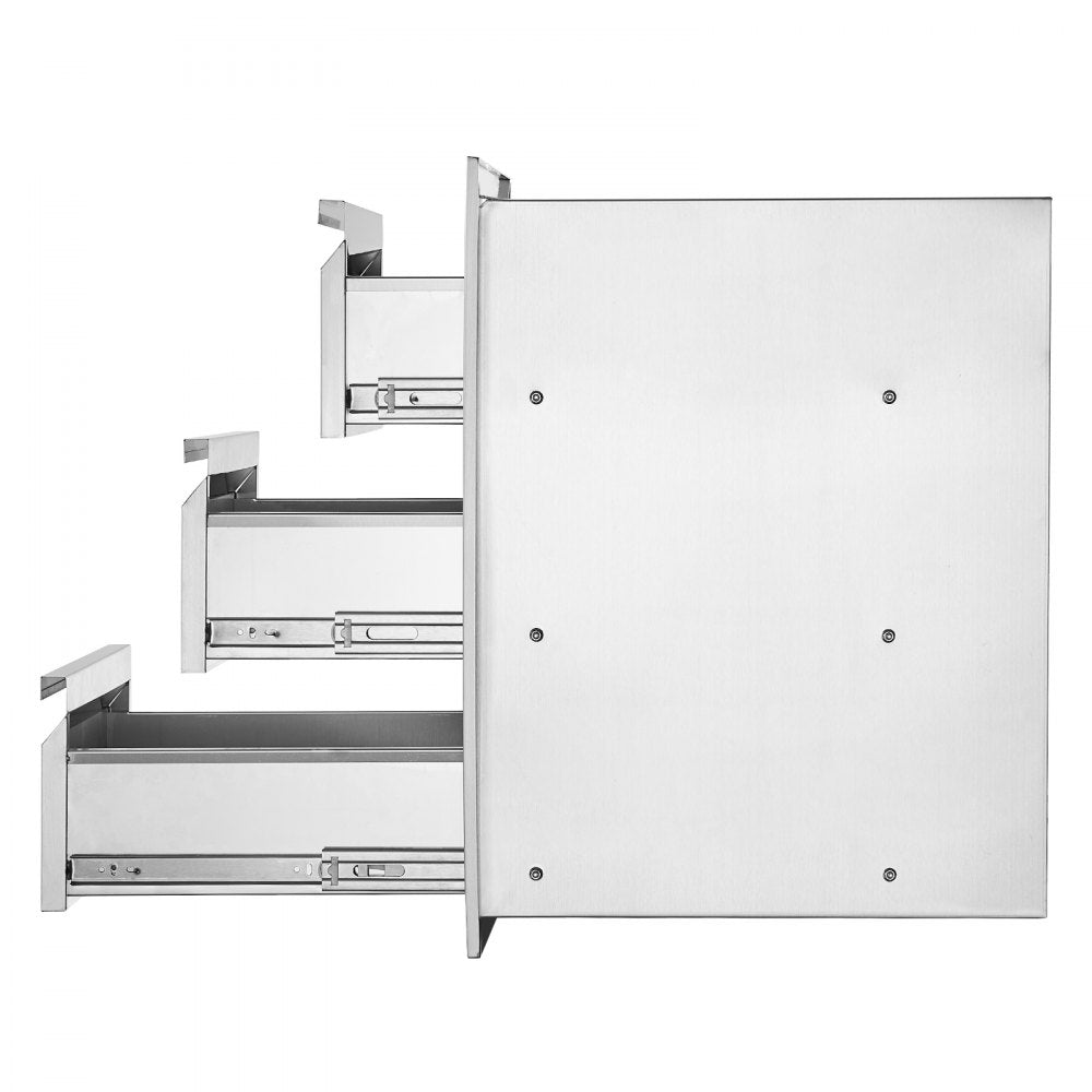 VEVOR Outdoor Kitchen Drawers 14.7" W x 25.4" H x 18.7" D, Box Frame Style Flush Mount BBQ Drawers with Stainless Steel Handle, BBQ Island Drawers for Outdoor Kitchens or Patio Grill Station 