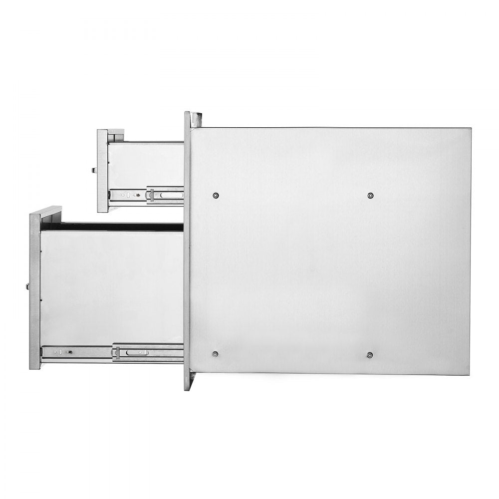 VEVOR Outdoor Kitchen Drawers 13\" W x 20.4\" H x 20.8\" D, Flush Mount Double BBQ Access Drawers with Stainless Steel Handle, BBQ Island Drawers for Outdoor Kitchens or Patio Grill Station 