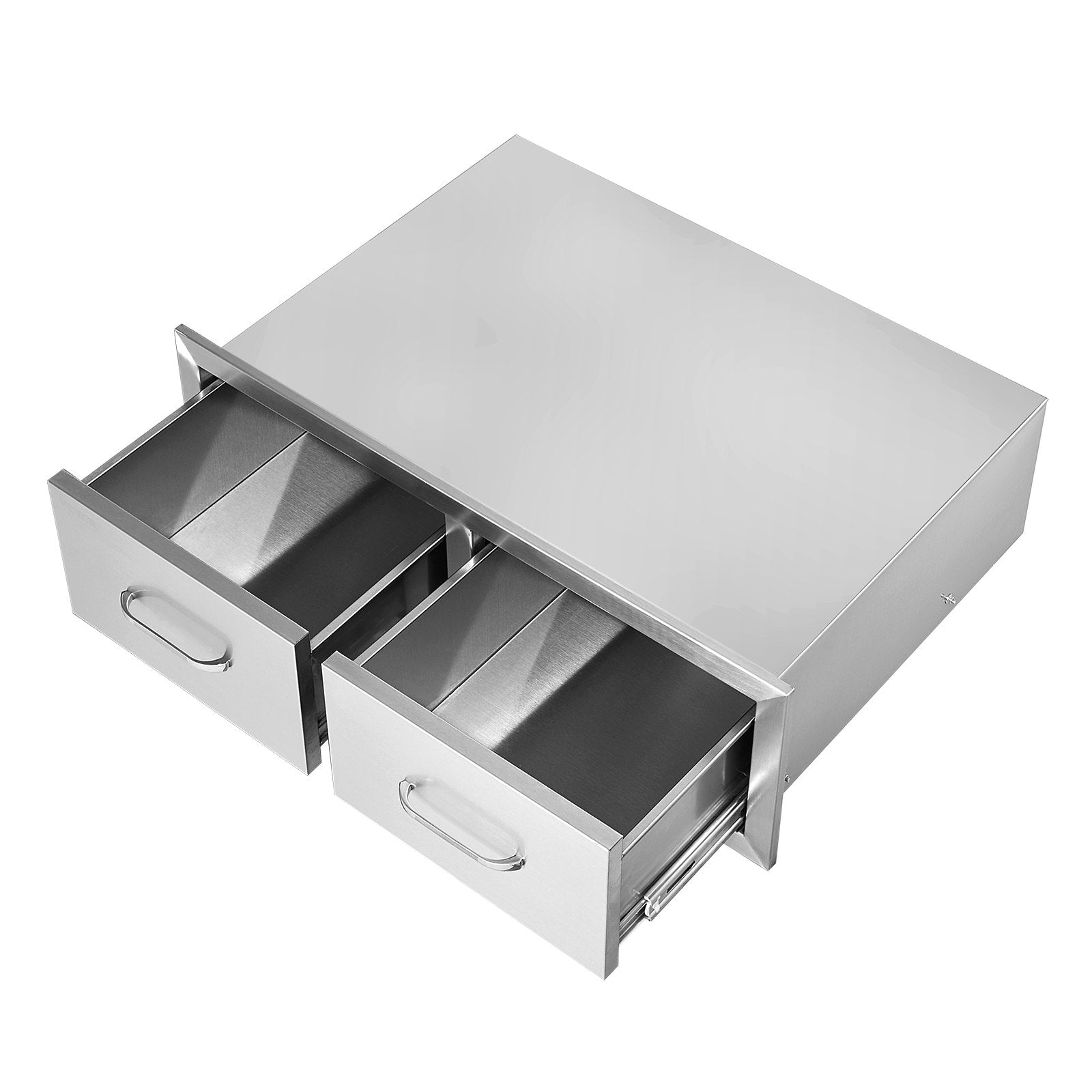 VEVOR Outdoor Kitchen Drawers 30\" W x 10\" H x 20\" D, Horizontal Double BBQ Access Drawers Stainless Steel with Handle, BBQ Island Drawers for Outdoor Kitchens or Patio Grill Station 
