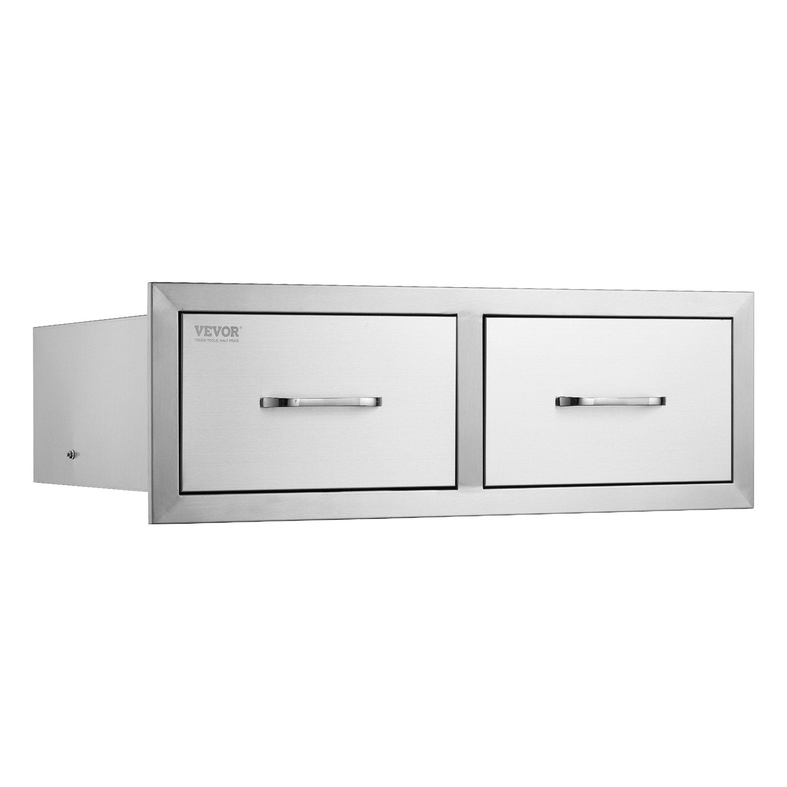 VEVOR Outdoor Kitchen Drawers 30\" W x 10\" H x 20\" D, Horizontal Double BBQ Access Drawers Stainless Steel with Handle, BBQ Island Drawers for Outdoor Kitchens or Patio Grill Station 
