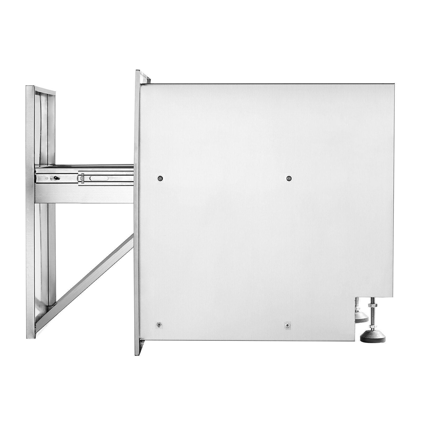 VEVOR Pull Out Trash Drawer 17.7x22.8 Inch Raised Style Trash Bin with Pull-Out Tray Stainless Steel Trash Drawer with Handle for Outdoor Kitchen BBQ Island 