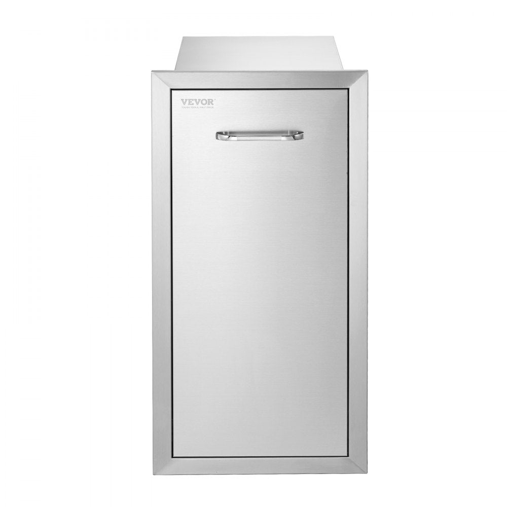 VEVOR Pull Out Trash Drawer 13.6Wx26H Inch Lower Sliding Rails Stainless Steel Trash Drawer with Pull-Out Tray and Handle for Outdoor Kitchen BBQ Island 