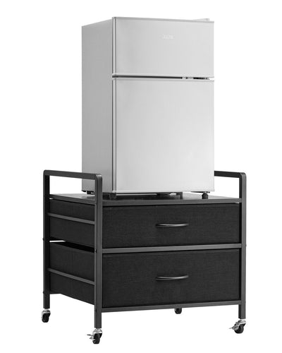 VEVOR Mini Fridge Stand with Storage 176 lbs Black Mini Fridge Table 2 Drawers 