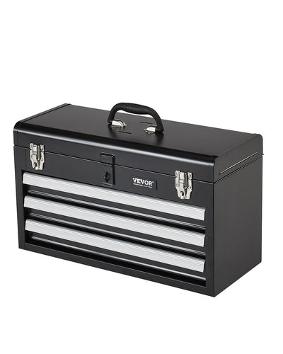 VEVOR Tool Box 20.5-inch Portable Metal Tool Box with 3 Drawers Tool Organizer 