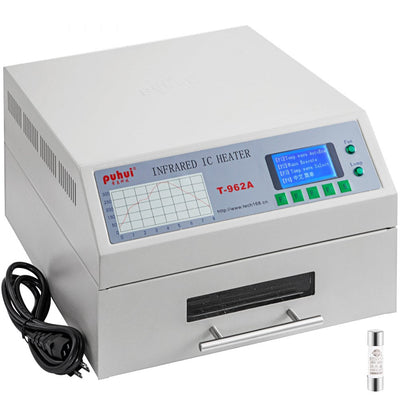 VEVOR Reflow Oven T962A 110V Reflow Soldering Machine 1500W 300 x 320 mm SMD SMT BGA Professional Automatic Infrared Heater Soldering Machine W/Smoke Exhaust Chimney Cooling Efficiency 