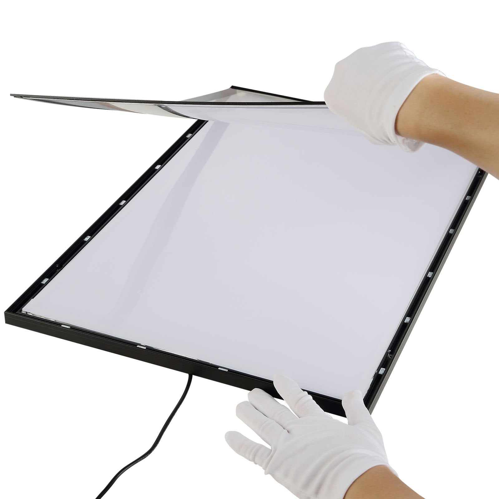 VEVOR LED Poster Frame in Black, 16" x 24" Photo Frame, Sidewalk Sign for Advertising Display, Picture Aluminum Frame with Backlighting LED Light Box, Horizontal & Vertical Formats for Wall, Single 