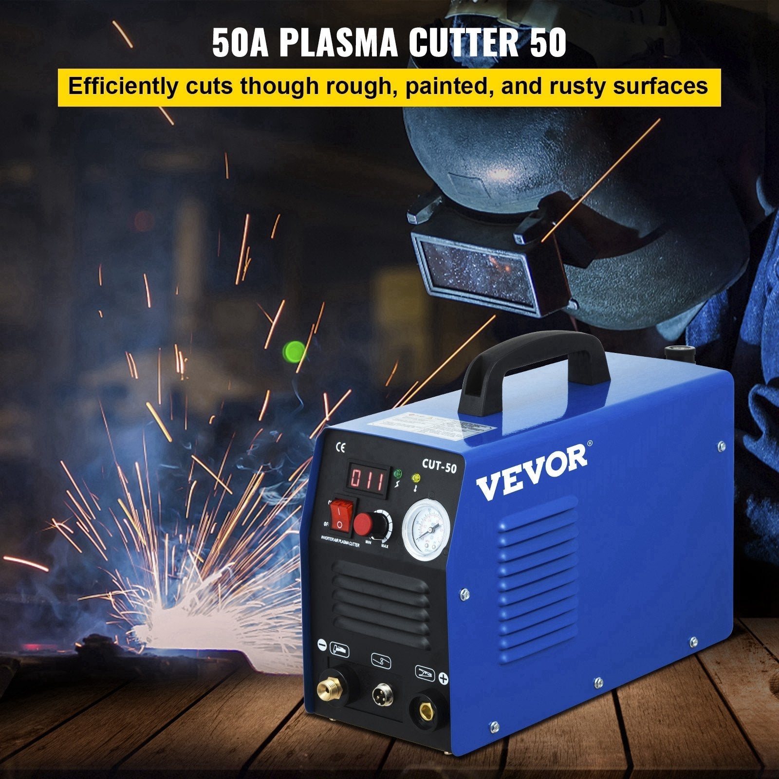 VEVOR Plasma Cutter, CUT-50 Air Inverter Plasma Cutter, 50A Plasma Cutting Machine, Max Cutting Thickness 0.47\" Air Plasma Cutter, Digital Display Cutter Machine, Air Plasma Cutting Machine w/ Kit 